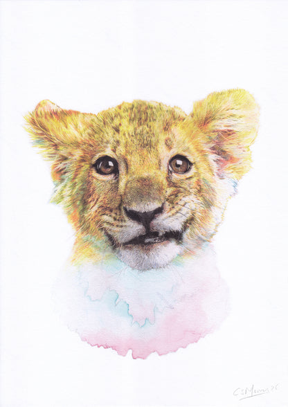 Lion Cub Portrait Wall Art | Wildlife Animal Print | Nature Decor