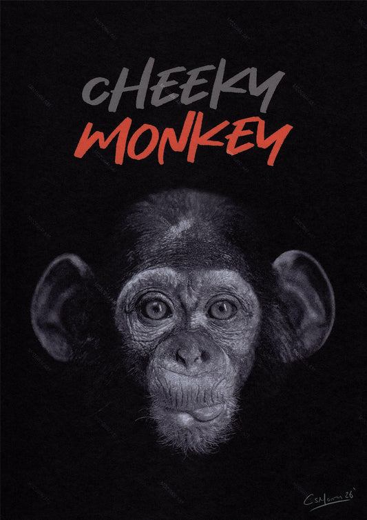 Cheeky Monkey Art Print | Realistic Wildlife Wall Art | Animal Portrait