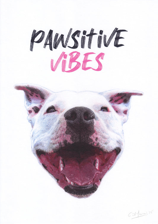 Pawsitive Vibes Staffy Art Print | Realistic Dog Wall Art Portrait