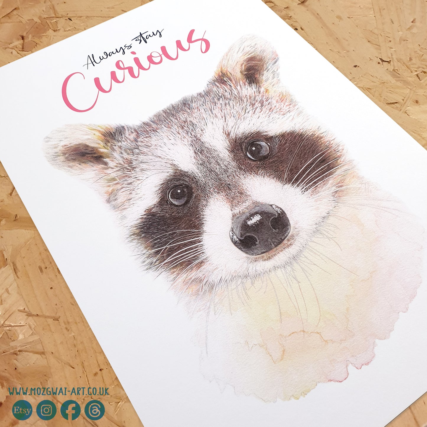 Stay Curious Racoon Art Print