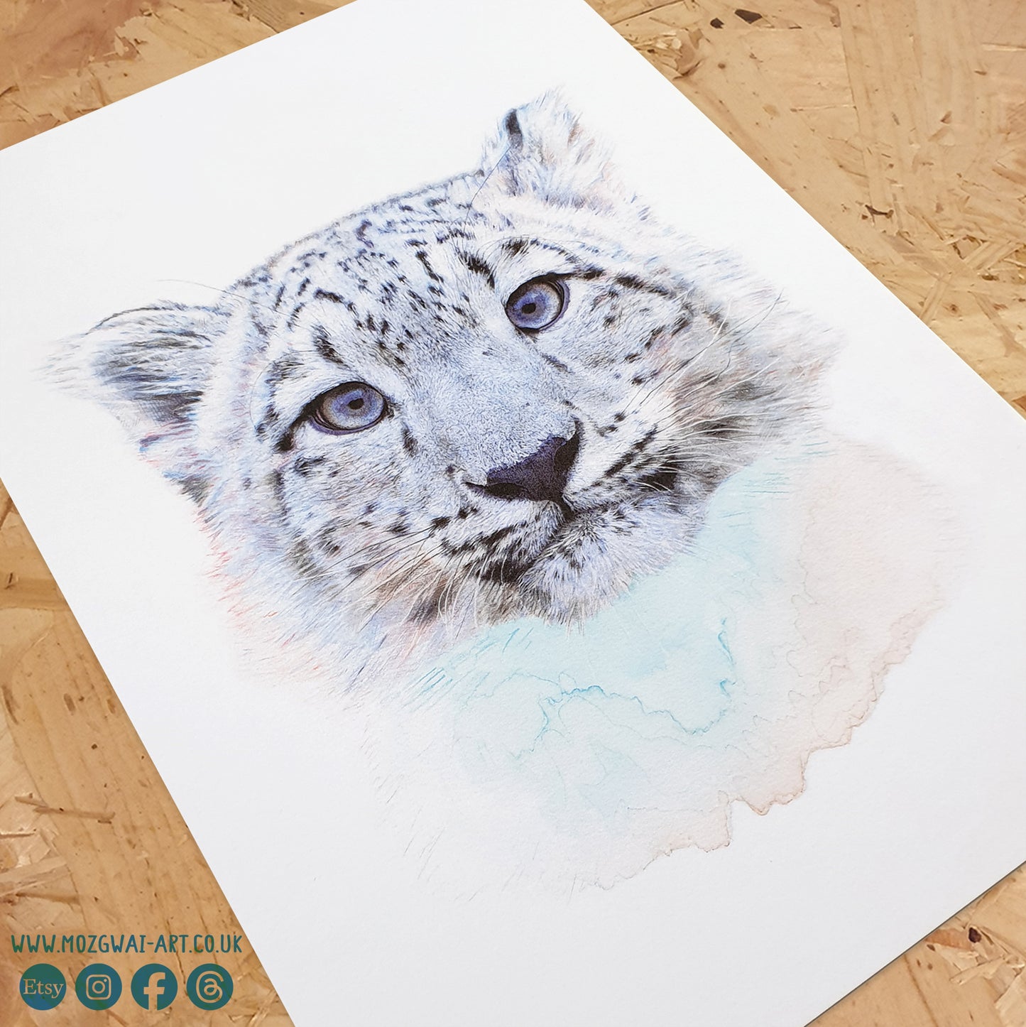 Retrato de leopardo de las nieves Lámina artística