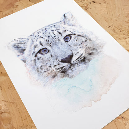 Retrato de leopardo de las nieves Lámina artística
